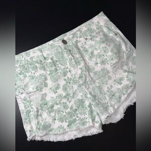 Sapphire Ink Floral Raw Hem distressed high waist shorts Size 11 EUC